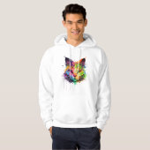Cute Neon Ink Cat Hoodie (Voorkant volledig)
