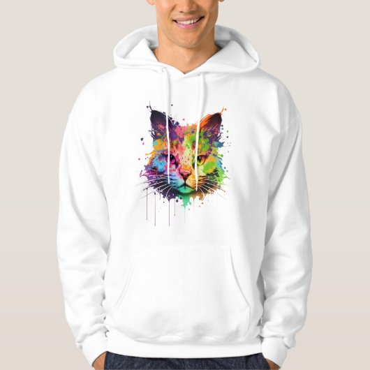 Cute Neon Ink Cat Hoodie (Voorkant)