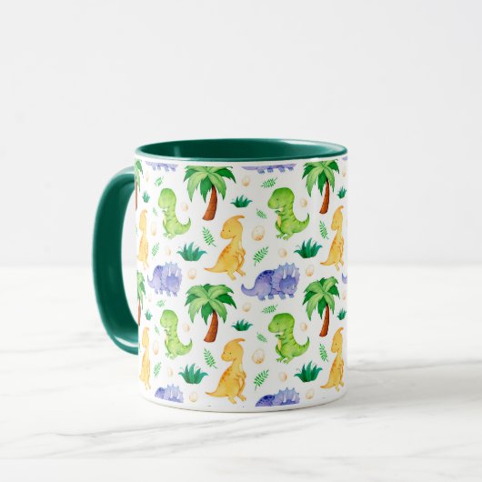 Cute Neon Waterverf Dinosaur Pattern Mok (Voorkant links)