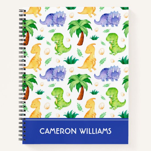 Cute Neon Waterverf Dinosaur Pattern Notitieboek (Voorkant)