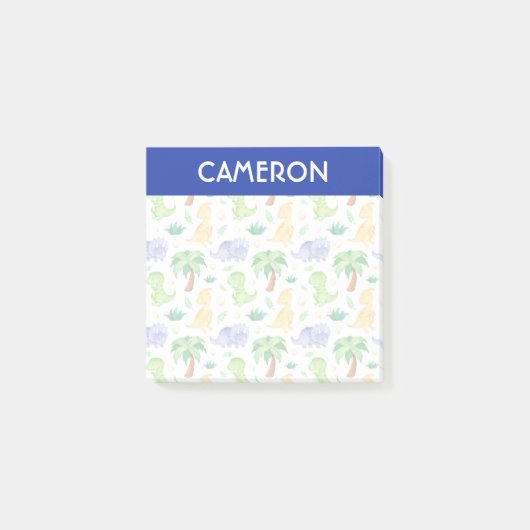 Cute Neon Waterverf Dinosaur Pattern Post-it® Notes (Voorkant)