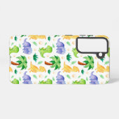 Cute Neon Waterverf Dinosaur Pattern Samsung Galaxy Hoesje (Achterkant horizontaal)
