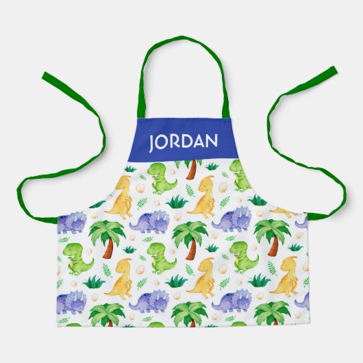 Cute Neon Waterverf Dinosaur Pattern Schort (Voorkant)