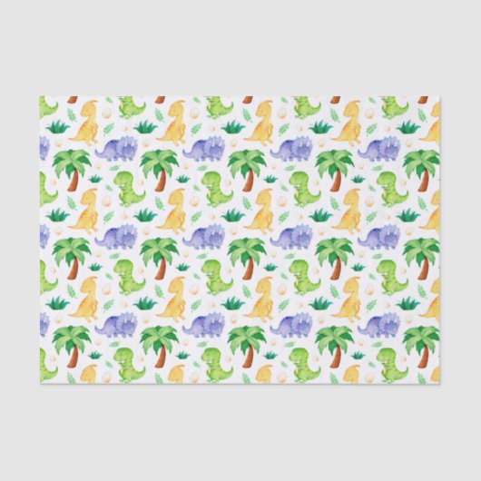 Cute Neon Waterverf Dinosaur Pattern Tissuepapier (Voorkant)