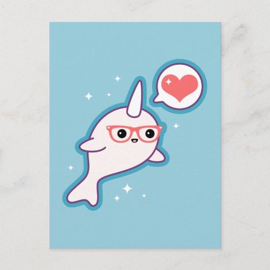Cute Nerd Narwhal Briefkaart (Voorkant)