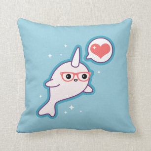 Cute Nerd Narwhal Kussen