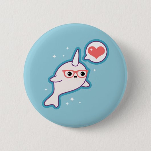 Cute Nerd Narwhal Ronde Button 5,7 Cm (Voorkant)