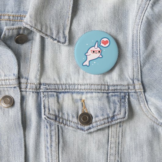 Cute Nerd Narwhal Ronde Button 5,7 Cm (In situ)