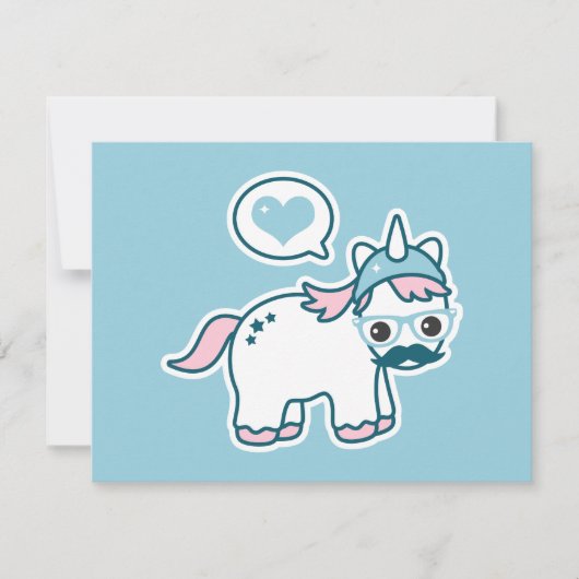 Cute Nerd Unicorn Invitations de fête d'anniversai (Devant)
