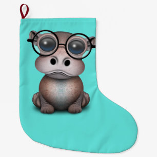 Cute Nerdy Baby Hippo Wearing Glasses Grote Kerstsok