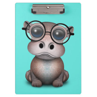 Cute Nerdy Baby Hippo Wearing Glasses Klembord