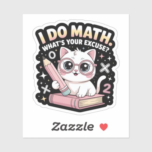 Cute Nerdy Cat with Glasses – Funny Math Teacher Sticker (Vel)