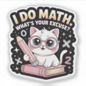 Cute Nerdy Cat with Glasses – Funny Math Teacher Sticker (Voorkant)