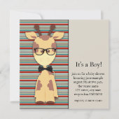 Cute Nerdy Geek Giraffe Baby Boy Shower Kaart (Voorkant)
