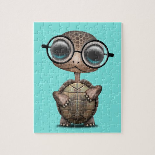 Cute Nerdy Turtle Weartle Glasses Legpuzzel (Verticaal)