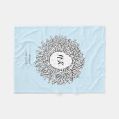 Cute Nest & Egg Personalized Initialen & Name Blue Fleece Deken (Voorkant (Horizontaal))