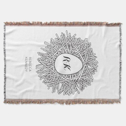 Cute Nest & Egg - Persoonlijke Initialen en naam Deken (Voorkant)