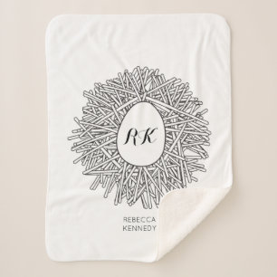 Cute Nest & Egg - Persoonlijke Initialen en naam Sherpa Deken