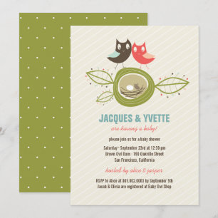 Cute Nesting Owl Family Couple Baby shower nodigt  Kaart