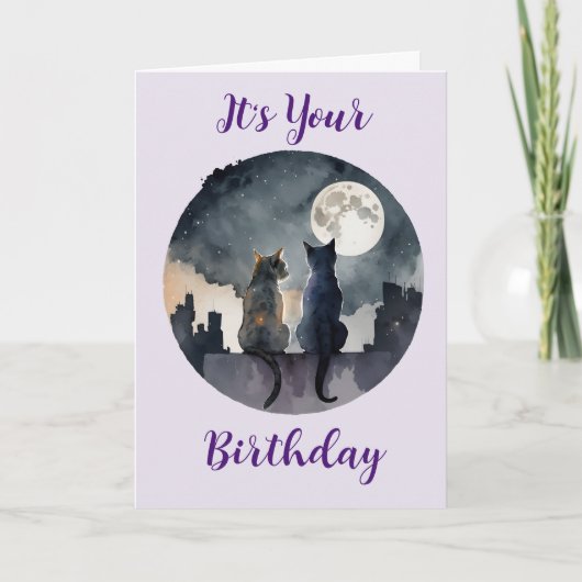 Cute Neuf Vit Chat Carte Anniversaire (Devant)