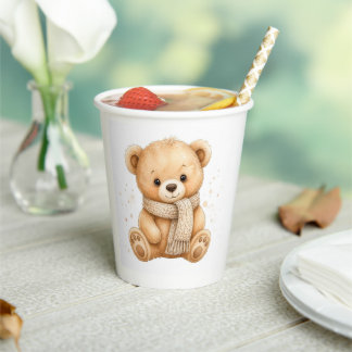 Cute Neutrale Baby Teddybeer met Sjaal Papieren Be Bekers