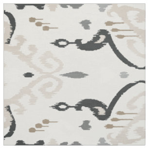 Cute neutrale grijze beige zwarte ikat tribale pat stof