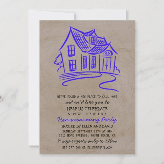 Cute New Accueil Invitations de réchauffement ména (Devant)