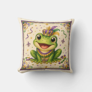 Cute New Orleans Mardi Gras Kikker Worp Kussen