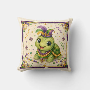 Cute New Orleans Mardi Gras Schildpad Worp Kussen