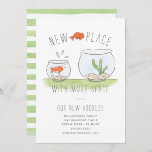 Cute New Place Goldfish Bowl Moving Faire-part
