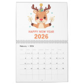cute new year 2026 wall calendar kalender (Feb 2026)