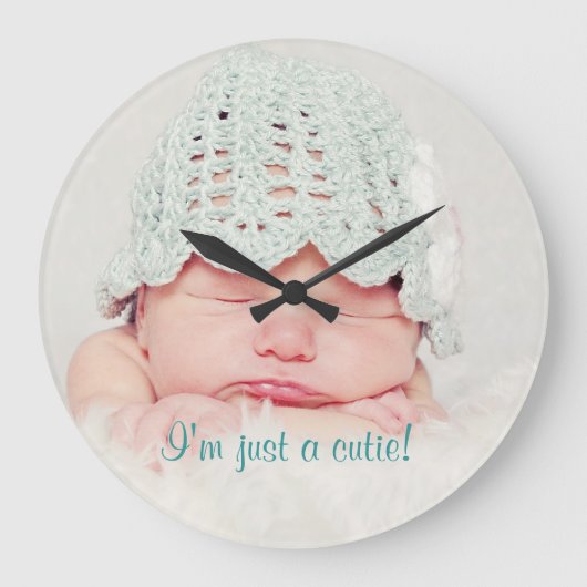 Cute Newborn Baby Custom Clock Grote Klok (Voorkant)