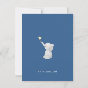 Cute Newborn Baby Hello Little One Elephant Card. Briefkaart
