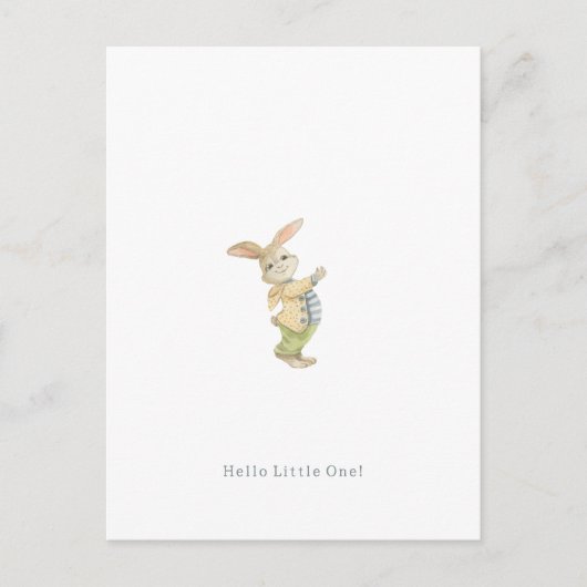 Cute Newborn Baby Hello Little One Rabbit Card. Briefkaart (Voorkant)