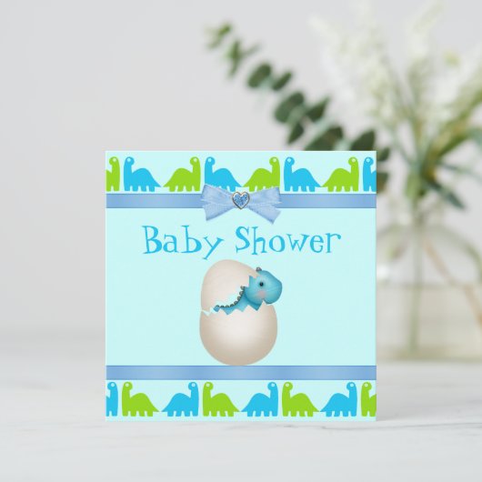 Cute Newly Hatched Baby Dinosaur Baby shower Kaart (Staand voorkant)