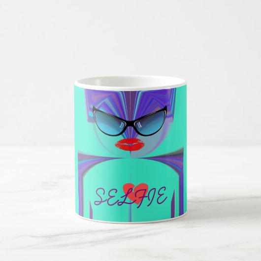 Cute Nice &Lovely Heart Selfie. Mug Wrap (Centre)