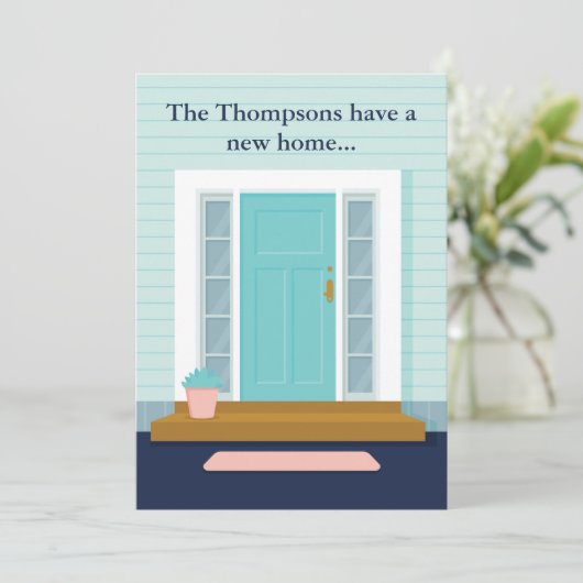 Cute Nieuw Huis Adreswijziging Teal Deur Verhuizen Aankondiging (Staand voorkant)