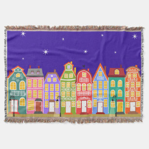 Cute Night City Throw Blanket Deken