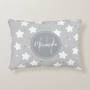Cute Night Sky met aangepaste monogram en naam Accent Kussen