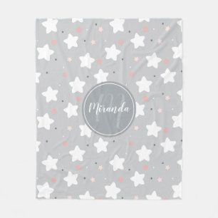 Cute Night Sky met aangepaste monogram en naam Fleece Deken