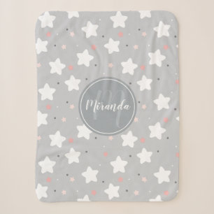 Cute Night Sky met aangepaste monogram en naam Sherpa Deken