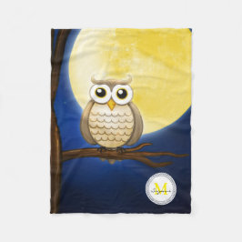 Cute Night Wise Owl | Decoratief Fleece Deken
