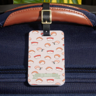 Cute Nigiri Sushi Seamless Pattern Bagagelabel