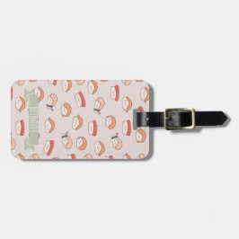 Cute Nigiri Sushi Seamless Pattern Bagagelabel