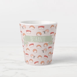Cute Nigiri Sushi Seamless Pattern Latte Mok