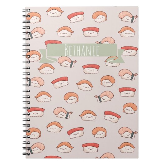 Cute Nigiri Sushi Seamless Pattern Notitieboek (Voorkant)