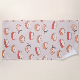 Cute Nigiri Sushi Seamless Pattern Strandlaken