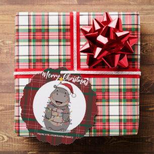 Cute Nijlpaard Kerstboom dierentuin safari Kerstmi Ornament Kaart