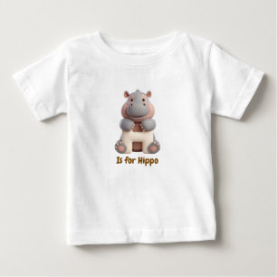 Cute Nijlpaard Letter H Kinder T-Shirt Dierenalf