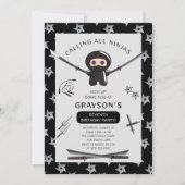 Cute Ninja Birthday Party Invitation Kaart (Voorkant)